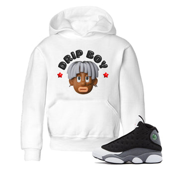 Air Jordan 13 Black Flint Sneaker Match Tees Drip Boy Sneaker Tees AJ13 Retro Black Flint Sneaker Release Tees Kids Shirts White 1