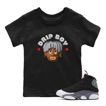 Air Jordan 13 Black Flint Sneaker Match Tees Drip Boy Sneaker Tees AJ13 Retro Black Flint Sneaker Release Tees Kids Shirts Black 1