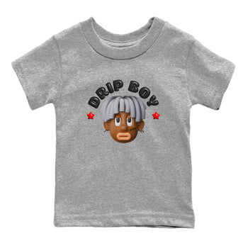 Air Jordan 13 Black Flint Sneaker Match Tees Drip Boy Sneaker Tees AJ13 Retro Black Flint Sneaker Release Tees Kids Shirts Heather Grey 2