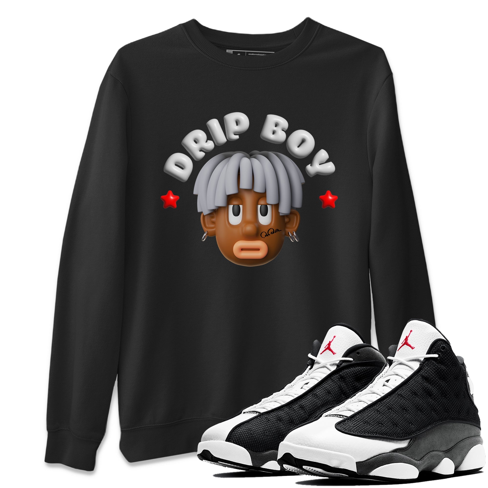 Air Jordan 13 Black Flint Sneaker Match Tees Drip Boy Sneaker Tees AJ13 Retro Black Flint Sneaker Release Tees Unisex Shirts Black 1