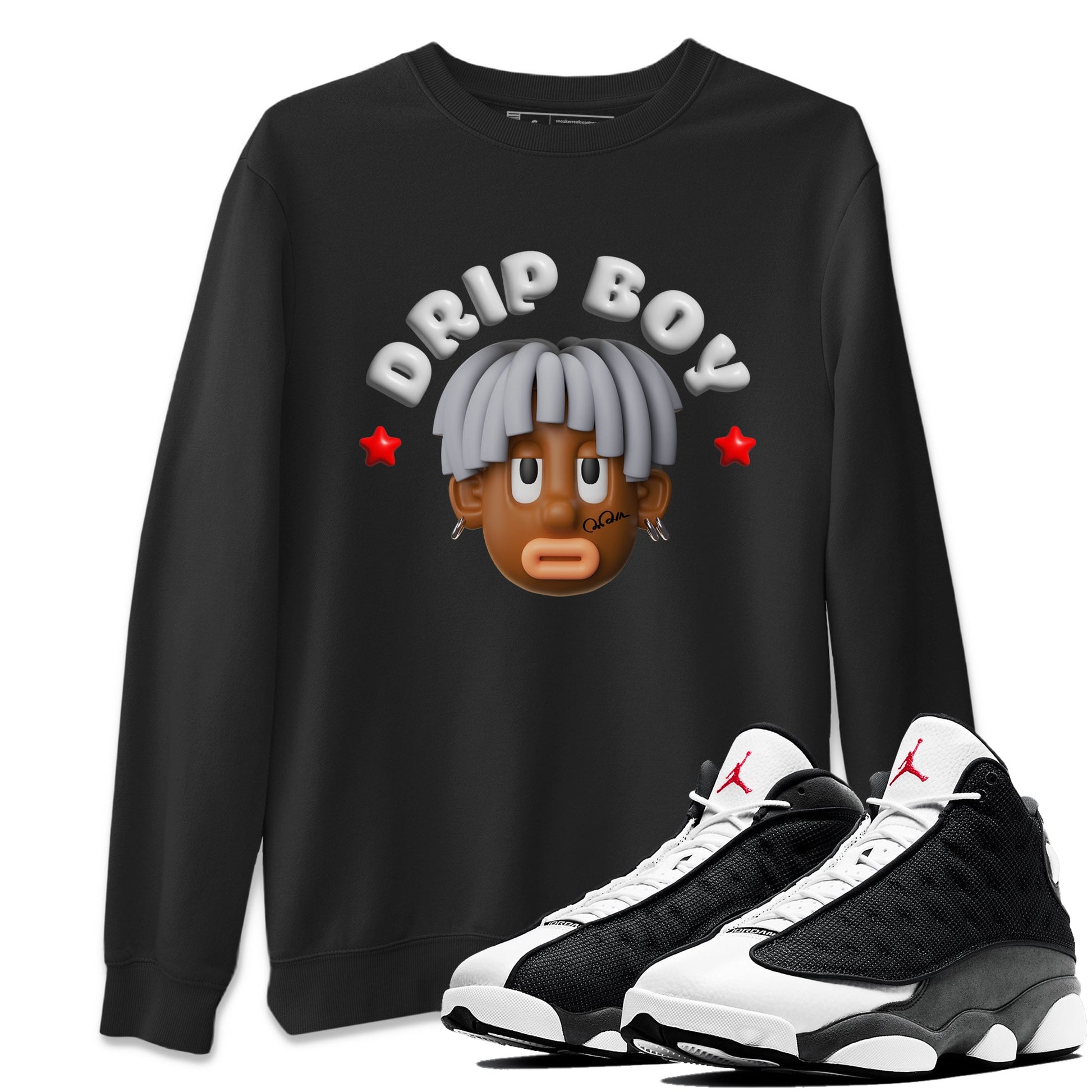 Air Jordan 13 Black Flint Sneaker Match Tees Drip Boy Sneaker Tees AJ13 Retro Black Flint Sneaker Release Tees Unisex Shirts Black 1