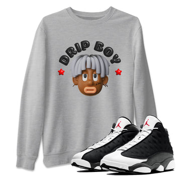 Air Jordan 13 Black Flint Sneaker Match Tees Drip Boy Sneaker Tees AJ13 Retro Black Flint Sneaker Release Tees Unisex Shirts Heather Grey 1