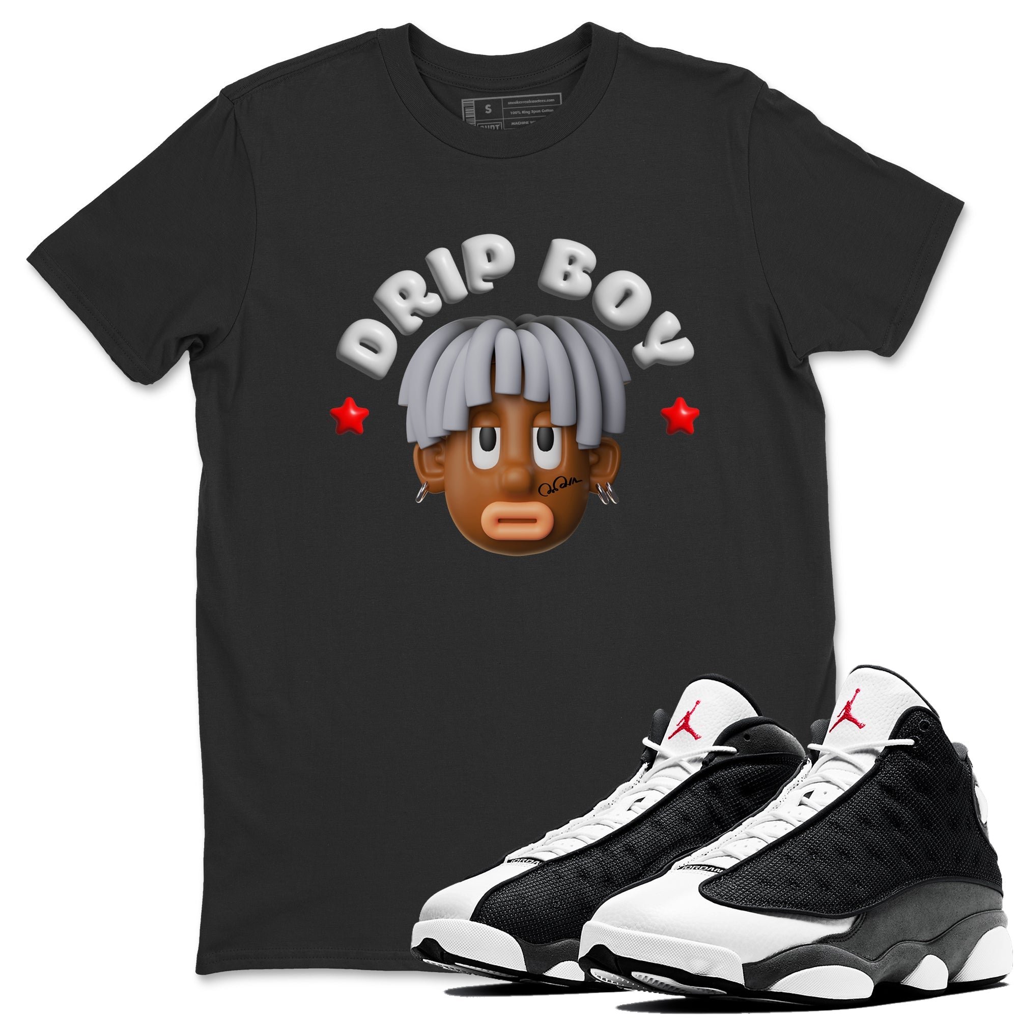 Air Jordan 13 Black Flint Sneaker Match Tees Drip Boy Sneaker Tees AJ13 Retro Black Flint Sneaker Release Tees Unisex Shirts Black 1