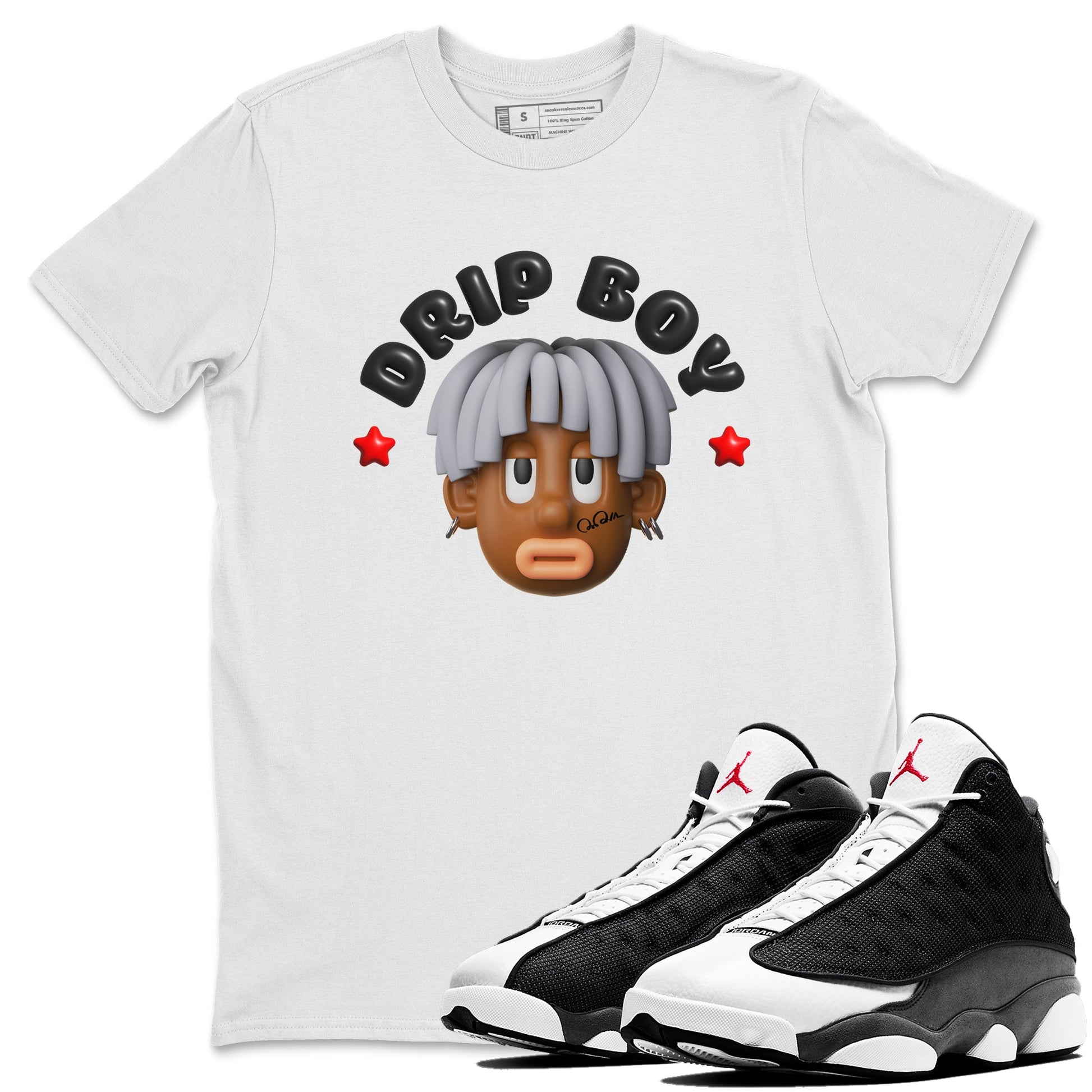 Air Jordan 13 Black Flint Sneaker Match Tees Drip Boy Sneaker Tees AJ13 Retro Black Flint Sneaker Release Tees Unisex Shirts White 1