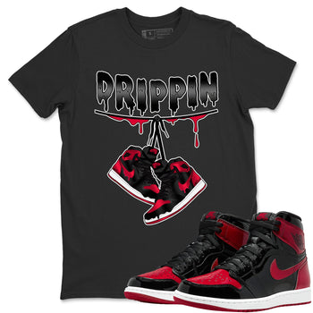 Jordan 1 Bred Patent Sneaker Match Tees Drippin Sneaker Tees Jordan 1 Bred Patent Sneaker Release Tees Unisex Shirts
