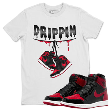 Jordan 1 Bred Patent Sneaker Match Tees Drippin Sneaker Tees Jordan 1 Bred Patent Sneaker Release Tees Unisex Shirts
