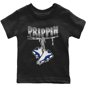 Jordan 13 French Blue Sneaker Match Tees Drippin Sneaker Tees Jordan 13 French Blue Sneaker Release Tees Kids Shirts