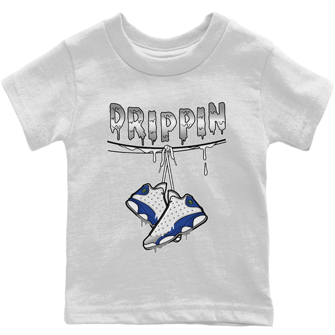Jordan 13 French Blue Sneaker Match Tees Drippin Sneaker Tees Jordan 13 French Blue Sneaker Release Tees Kids Shirts