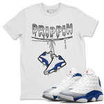 Jordan 13 French Blue Sneaker Match Tees Drippin Sneaker Tees Jordan 13 French Blue Sneaker Release Tees Unisex Shirts