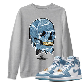 Jordan 1 Denim unique Halloween sneaker tee Dripping Camo Skull Sneaker Tees Jordan 1 Denim Sneaker Release Tees Unisex Shirts