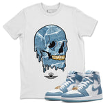 Jordan 1 Denim unique Halloween sneaker tee Dripping Camo Skull Sneaker Tees Jordan 1 Denim Sneaker Release Tees Unisex Shirts