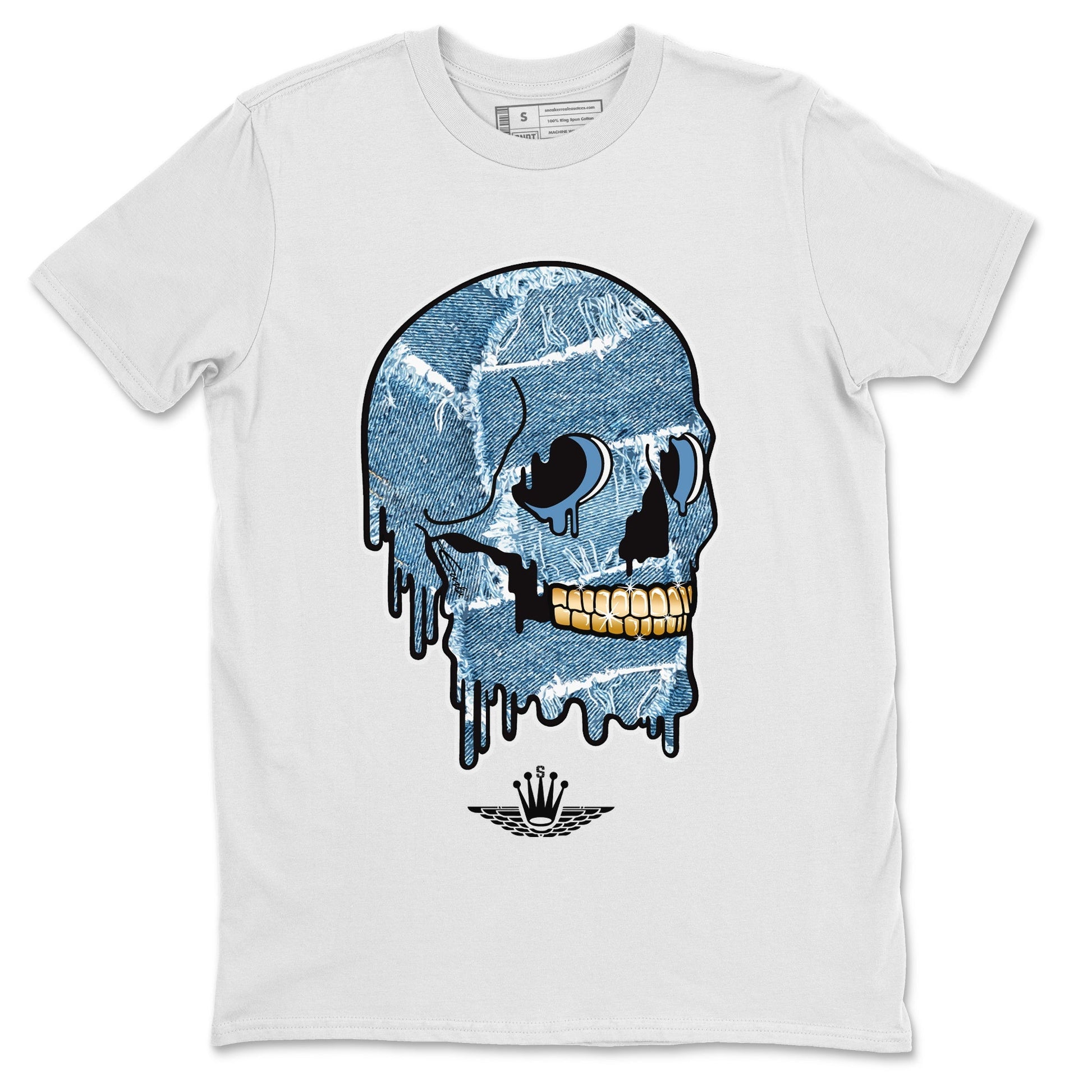 Jordan 1 Denim unique Halloween sneaker tee Dripping Camo Skull Sneaker Tees Jordan 1 Denim Sneaker Release Tees Unisex Shirts