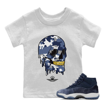 Jordan 11 Midnight Navy unique Halloween sneaker tee Dripping Camo Skull Sneaker Tees Jordan 11 Midnight Navy Sneaker Release Tees Kids Shirts