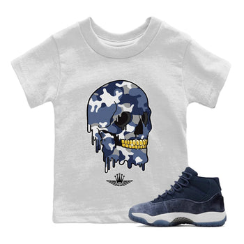 Jordan 11 Midnight Navy unique Halloween sneaker tee Dripping Camo Skull Sneaker Tees Jordan 11 Midnight Navy Sneaker Release Tees Kids Shirts