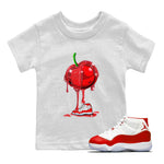 Air Jordan 11 Cherry Sneaker Match Tees Dripping Cherries Sneaker Tees 11s Retro Cherry SNRT Sneaker Release Tees Kids and Baby Youth Shirts White 1