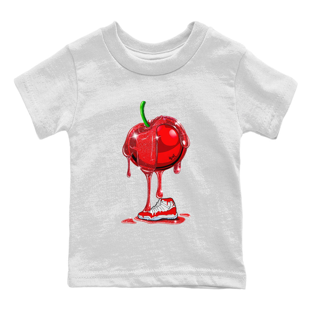 Air Jordan 11 Cherry Sneaker Match Tees Dripping Cherries Sneaker Tees 11s Retro Cherry SNRT Sneaker Release Tees Kids and Baby Youth Shirts White 2