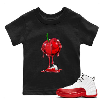 Air Jordan 12 Cherry Sneaker Match Tees Dripping Cherries Sneaker Tees Air Jordan 12 Cherry SNRT Sneaker Release Tees Kids and Baby Youth Shirts Black 1