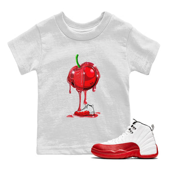Air Jordan 12 Cherry Sneaker Match Tees Dripping Cherries Sneaker Tees Air Jordan 12 Cherry SNRT Sneaker Release Tees Kids and Baby Youth Shirts White 1
