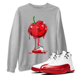 Air Jordan 12 Cherry Sneaker Match Tees Dripping Cherries Sneaker Tees Air Jordan 12 Cherry SNRT Sneaker Release Tees Unisex Shirts Heather Grey 1