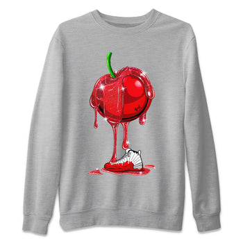Air Jordan 12 Cherry Sneaker Match Tees Dripping Cherries Sneaker Tees Air Jordan 12 Cherry SNRT Sneaker Release Tees Unisex Shirts Heather Grey 2