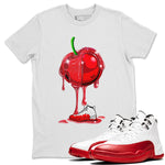 Air Jordan 12 Cherry Sneaker Match Tees Dripping Cherries Sneaker Tees Air Jordan 12 Cherry SNRT Sneaker Release Tees Unisex Shirts White 1