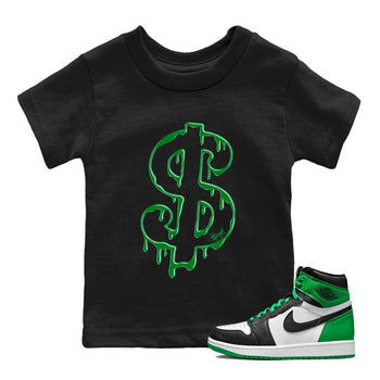 Air Jordan 1 Celtics Sneaker Match Tees Dripping Dollar Sneaker Tees Air Jordan 1 High OG Celtics Sneaker Release Tees Kids Shirts Black 1