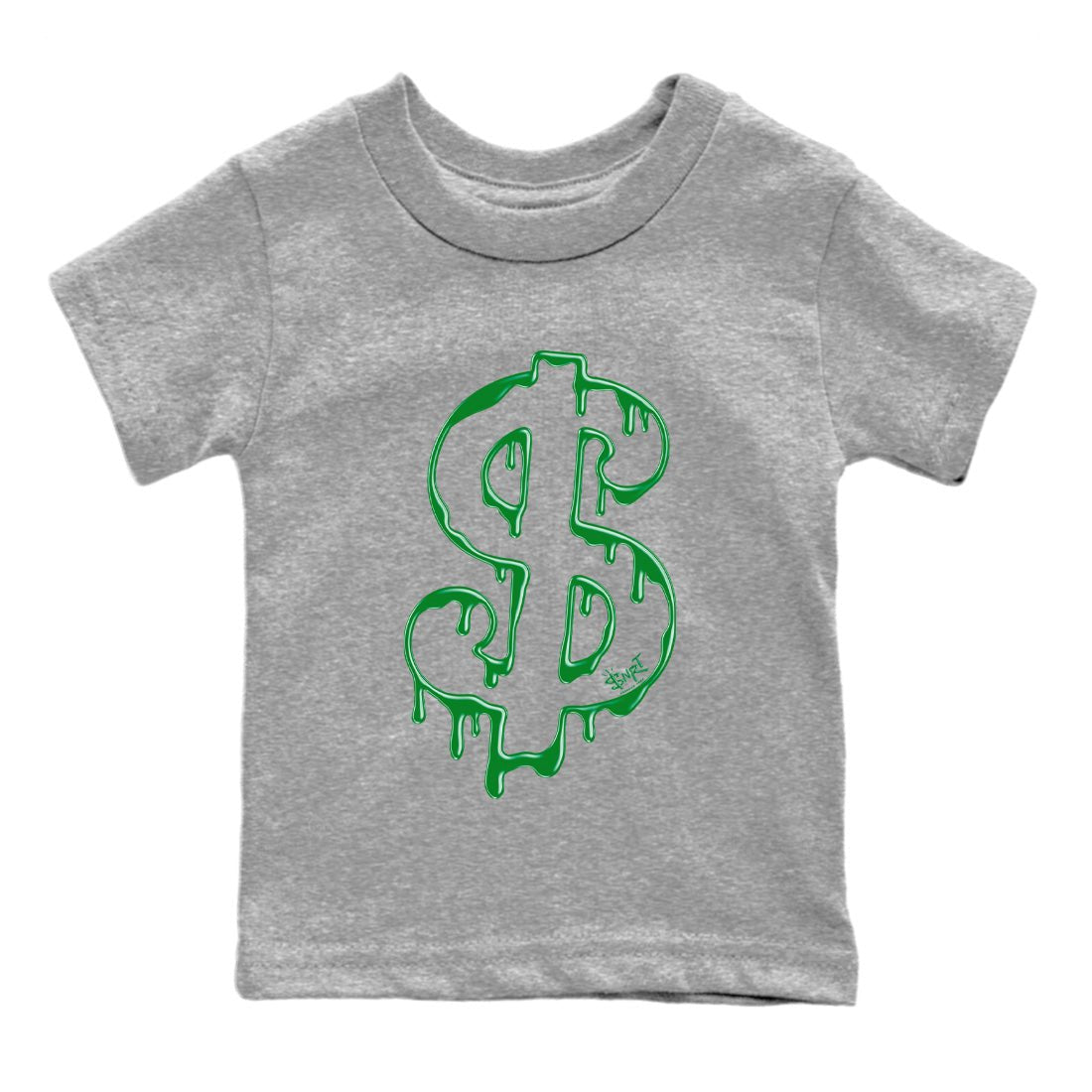 Air Jordan 1 Celtics Sneaker Match Tees Dripping Dollar Sneaker Tees Air Jordan 1 High OG Celtics Sneaker Release Tees Kids Shirts Heather Grey 2