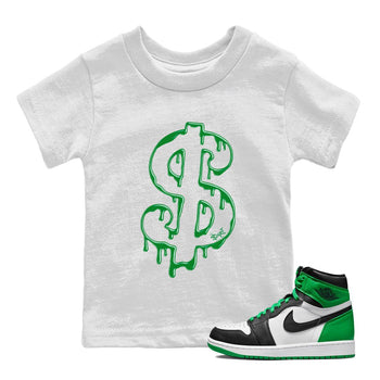 Air Jordan 1 Celtics Sneaker Match Tees Dripping Dollar Sneaker Tees Air Jordan 1 High OG Celtics Sneaker Release Tees Kids Shirts White 1