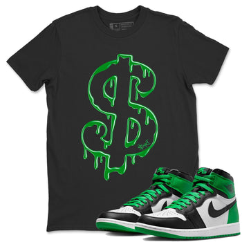 Air Jordan 1 Celtics Sneaker Match Tees Dripping Dollar Sneaker Tees Air Jordan 1 High OG Celtics Sneaker Release Tees Unisex Shirts Black 1
