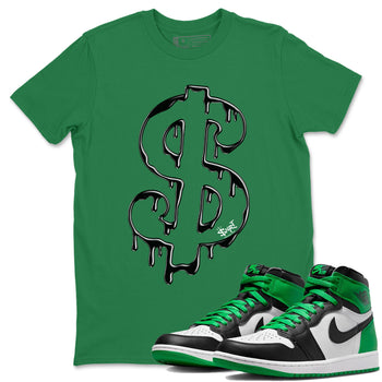 Air Jordan 1 Celtics Sneaker Match Tees Dripping Dollar Sneaker Tees Air Jordan 1 High OG Celtics Sneaker Release Tees Unisex Shirts Kelly Green 1