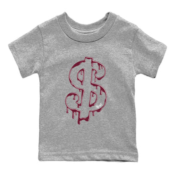 AJ1 Metallic Burgundy shirt to match jordans Dripping Dollar sneaker match tee Air Jordan 1 Metallic Burgundy SNRT Sneaker Tees baby toddler Heather Grey 2 cotton Shirt