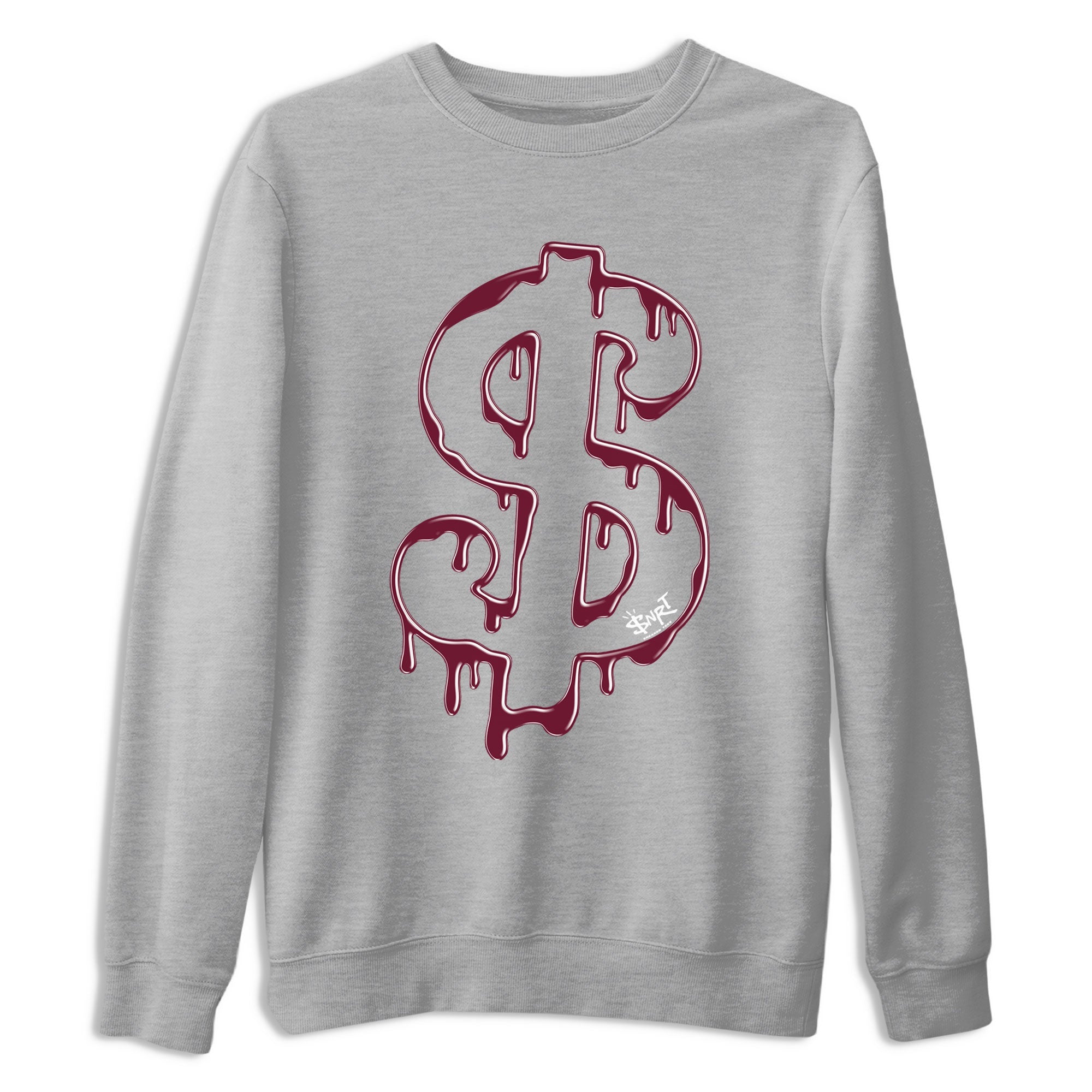 AJ1 Metallic Burgundy shirt to match jordans Dripping Dollar sneaker match tee Air Jordan 1 Metallic Burgundy SNRT Sneaker Tees unisex cotton Heather Grey 2 crew neck shirt