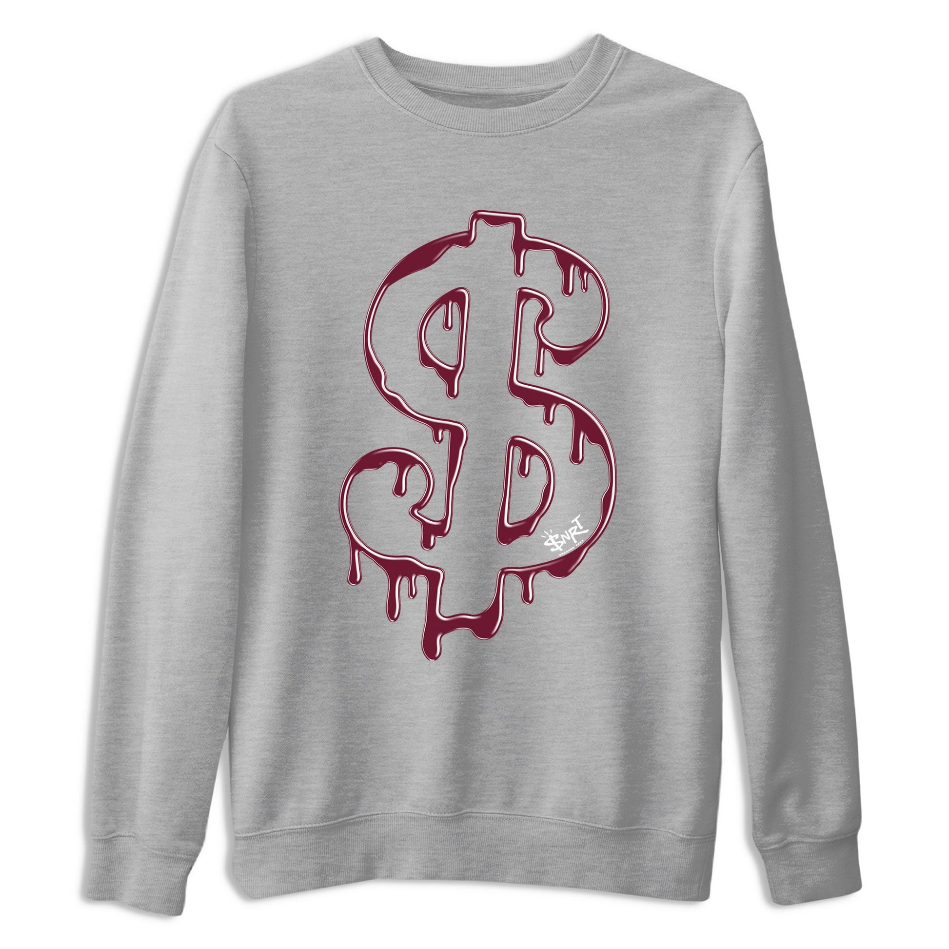 AJ1 Metallic Burgundy shirt to match jordans Dripping Dollar sneaker match tee Air Jordan 1 Metallic Burgundy SNRT Sneaker Tees unisex cotton Heather Grey 2 crew neck shirt