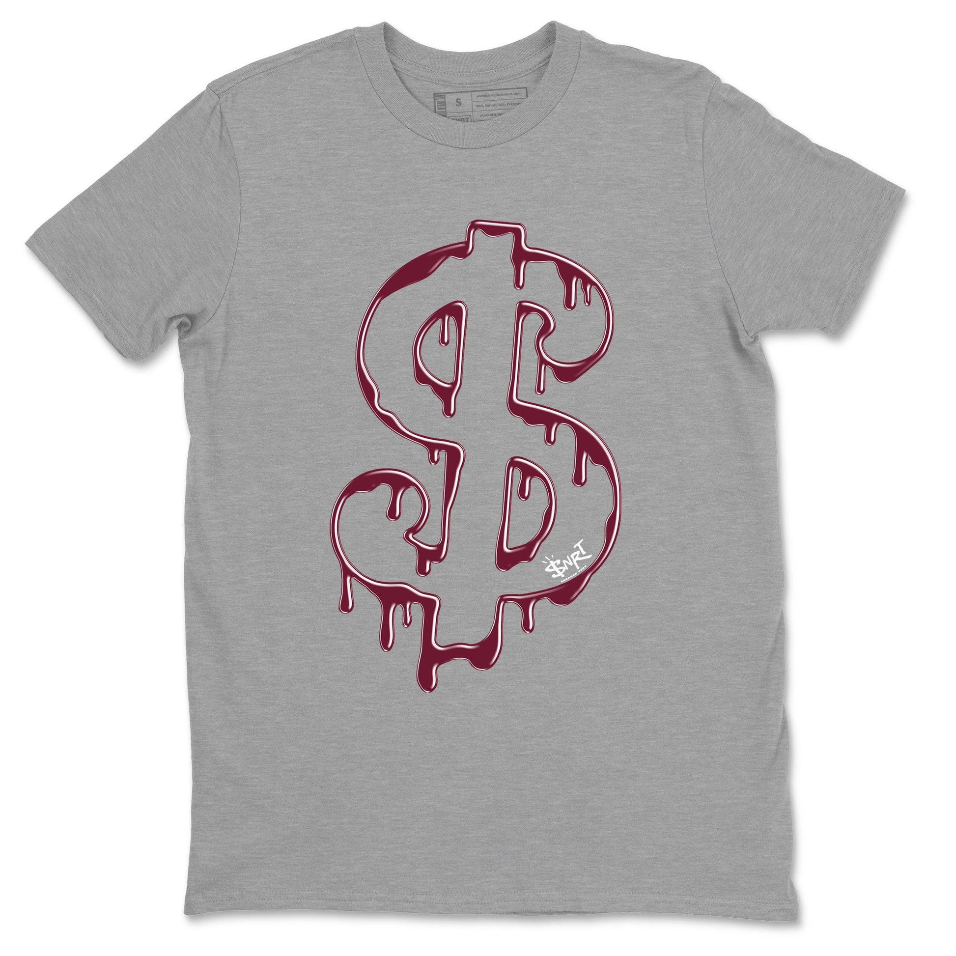 AJ1 Metallic Burgundy shirt to match jordans Dripping Dollar sneaker match tee Air Jordan 1 Metallic Burgundy SNRT Sneaker Tees unisex cotton Heather Grey 2 crew neck shirt