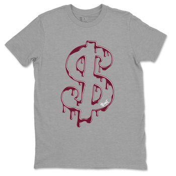 AJ1 Metallic Burgundy shirt to match jordans Dripping Dollar sneaker match tee Air Jordan 1 Metallic Burgundy SNRT Sneaker Tees unisex cotton Heather Grey 2 crew neck shirt