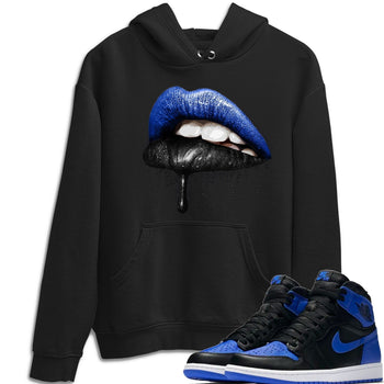 Jordan 1 Royal Black Sneaker Match Tees Dripping Lips Sneaker Tees Jordan 1 Royal Black Sneaker Release Tees Unisex Shirts