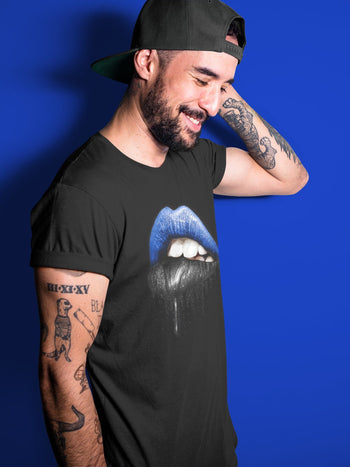 Jordan 1 Royal Black Sneaker Match Tees Dripping Lips Sneaker Tees Jordan 1 Royal Black Sneaker Release Tees Unisex Shirts