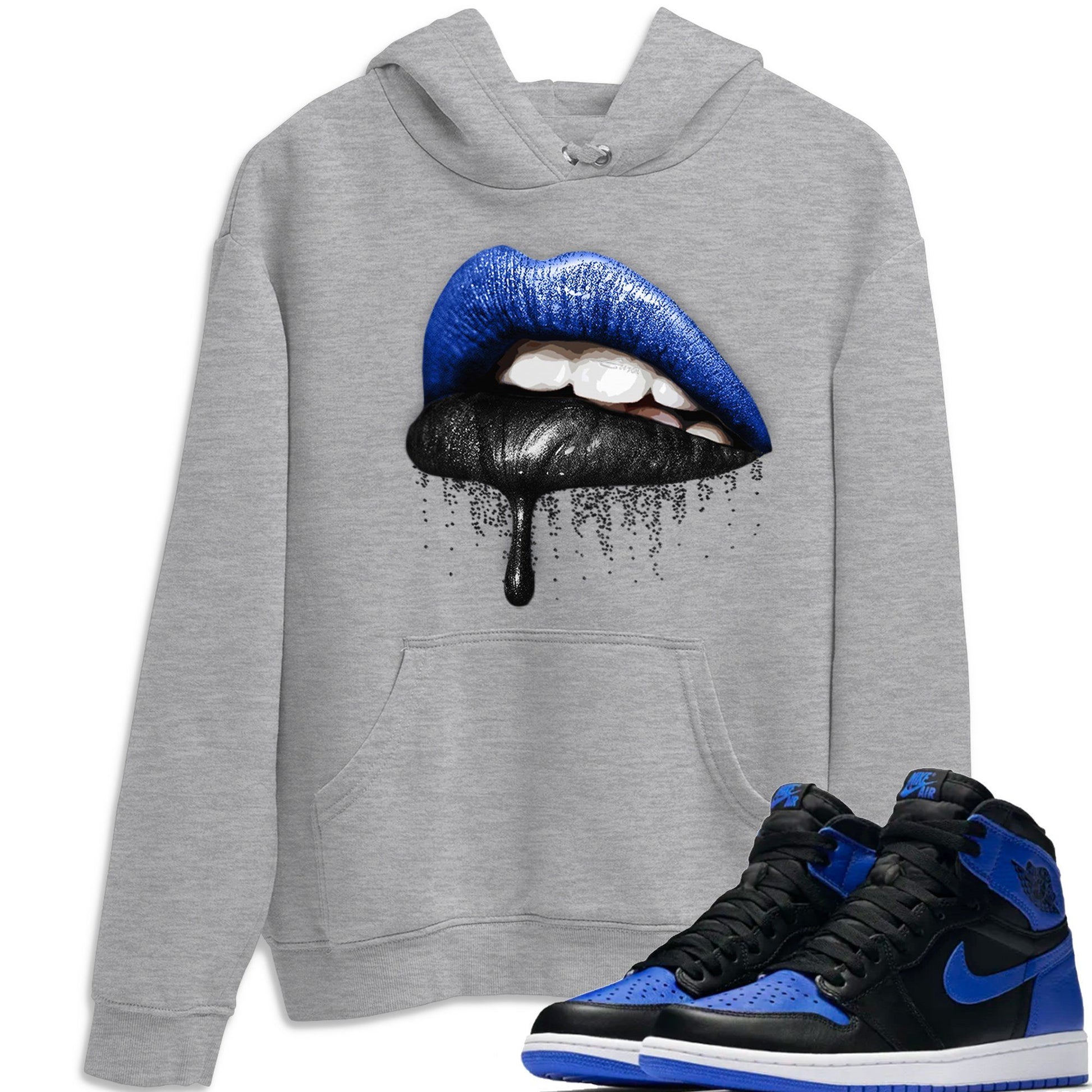 Jordan 1 Royal Black Sneaker Match Tees Dripping Lips Sneaker Tees Jordan 1 Royal Black Sneaker Release Tees Unisex Shirts