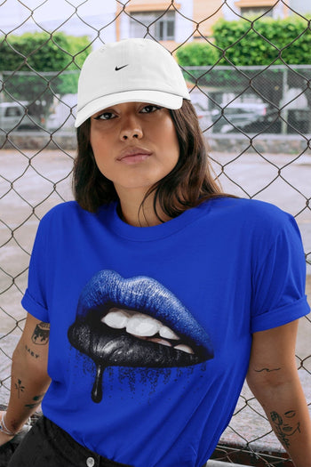 Jordan 1 Royal Black Sneaker Match Tees Dripping Lips Sneaker Tees Jordan 1 Royal Black Sneaker Release Tees Unisex Shirts