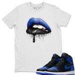 Jordan 1 Royal Black Sneaker Match Tees Dripping Lips Sneaker Tees Jordan 1 Royal Black Sneaker Release Tees Unisex Shirts