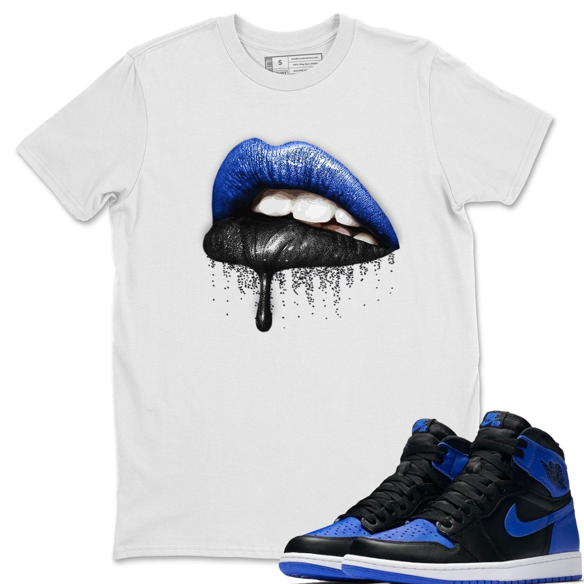 Jordan 1 Royal Black Sneaker Match Tees Dripping Lips Sneaker Tees Jordan 1 Royal Black Sneaker Release Tees Unisex Shirts