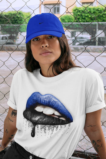 Jordan 1 Royal Black Sneaker Match Tees Dripping Lips Sneaker Tees Jordan 1 Royal Black Sneaker Release Tees Unisex Shirts