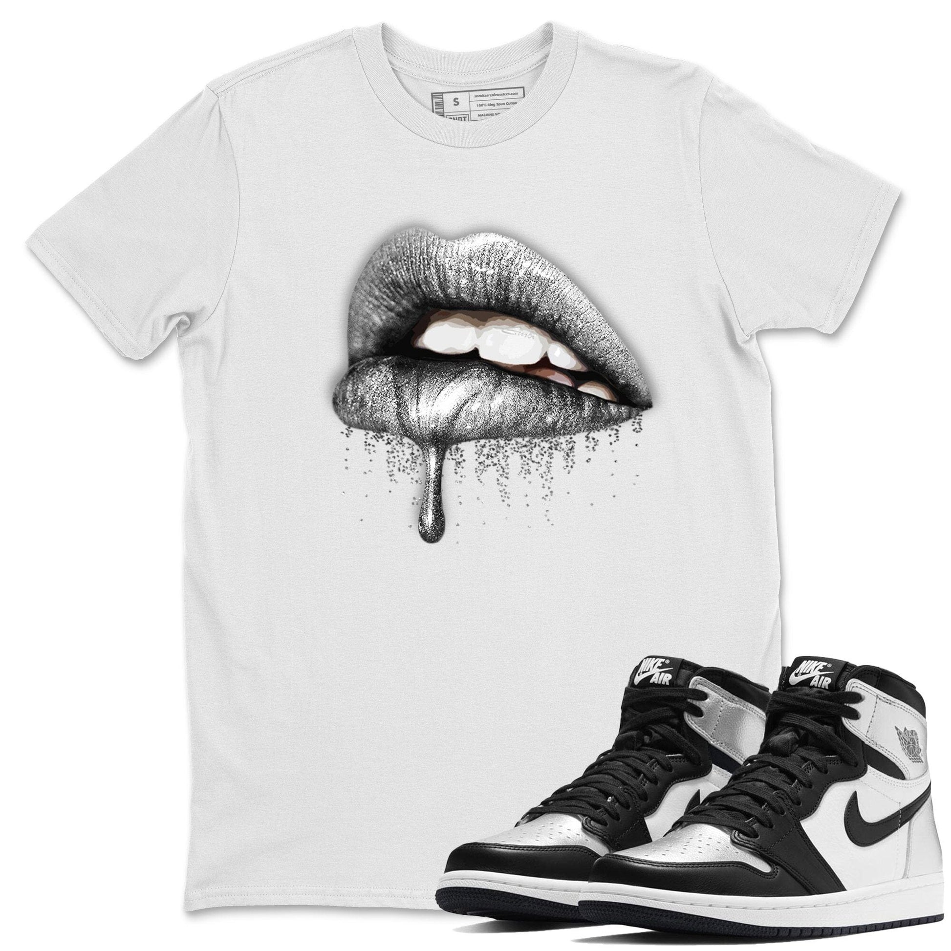 Jordan 1 Silver Toe Sneaker Match Tees Dripping Lips Sneaker Tees Jordan 1 Silver Toe Sneaker Release Tees Unisex Shirts