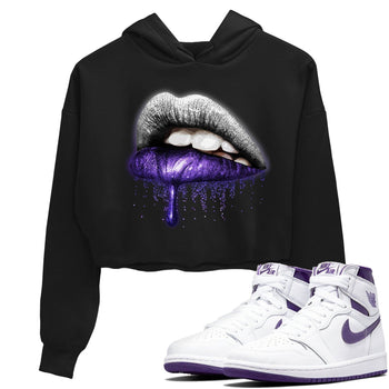 Jordan 1 WMNS Court Purple Sneaker Match Tees Dripping Lips Sneaker Tees Jordan 1 WMNS Court Purple Sneaker Release Tees Women's Shirts