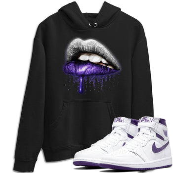 Jordan 1 WMNS Court Purple Sneaker Match Tees Dripping Lips Sneaker Tees Jordan 1 WMNS Court Purple Sneaker Release Tees Unisex Shirts