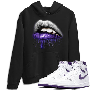 Jordan 1 WMNS Court Purple Sneaker Match Tees Dripping Lips Sneaker Tees Jordan 1 WMNS Court Purple Sneaker Release Tees Unisex Shirts