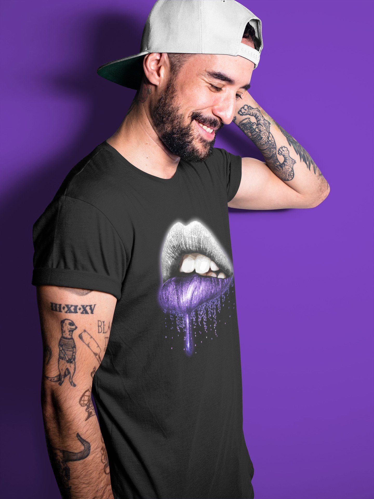 Jordan 1 WMNS Court Purple Sneaker Match Tees Dripping Lips Sneaker Tees Jordan 1 WMNS Court Purple Sneaker Release Tees Unisex Shirts