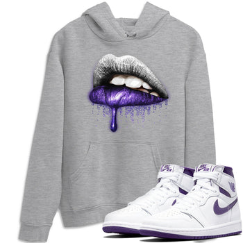 Jordan 1 WMNS Court Purple Sneaker Match Tees Dripping Lips Sneaker Tees Jordan 1 WMNS Court Purple Sneaker Release Tees Unisex Shirts