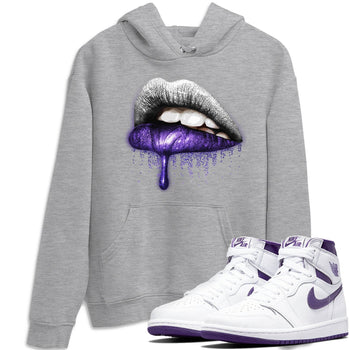 Jordan 1 WMNS Court Purple Sneaker Match Tees Dripping Lips Sneaker Tees Jordan 1 WMNS Court Purple Sneaker Release Tees Unisex Shirts