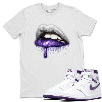 Jordan 1 WMNS Court Purple Sneaker Match Tees Dripping Lips Sneaker Tees Jordan 1 WMNS Court Purple Sneaker Release Tees Unisex Shirts